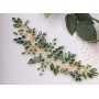 Accesoriu elegant pentru decor par AP013DD Auriu cu cristale Verzi + 2 Agrafe